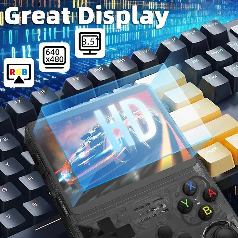 New R36HD Retro Handheld Video Game Console ARKOS System 3.5 Inch IPS Screen Classic Portable Pocket Video Player Games Boy Gift