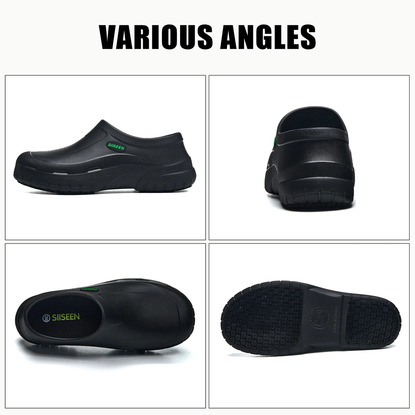 Men's Chef Shoes Waterproof Slip-On Lightweight Soft Anti-Slip Kitchen Hotel Work Shoes Easy to Wear Comfortable Food Service Fo