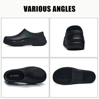 Men's Chef Shoes Waterproof Slip-On Lightweight Soft Anti-Slip Kitchen Hotel Work Shoes Easy to Wear Comfortable Food Service Fo