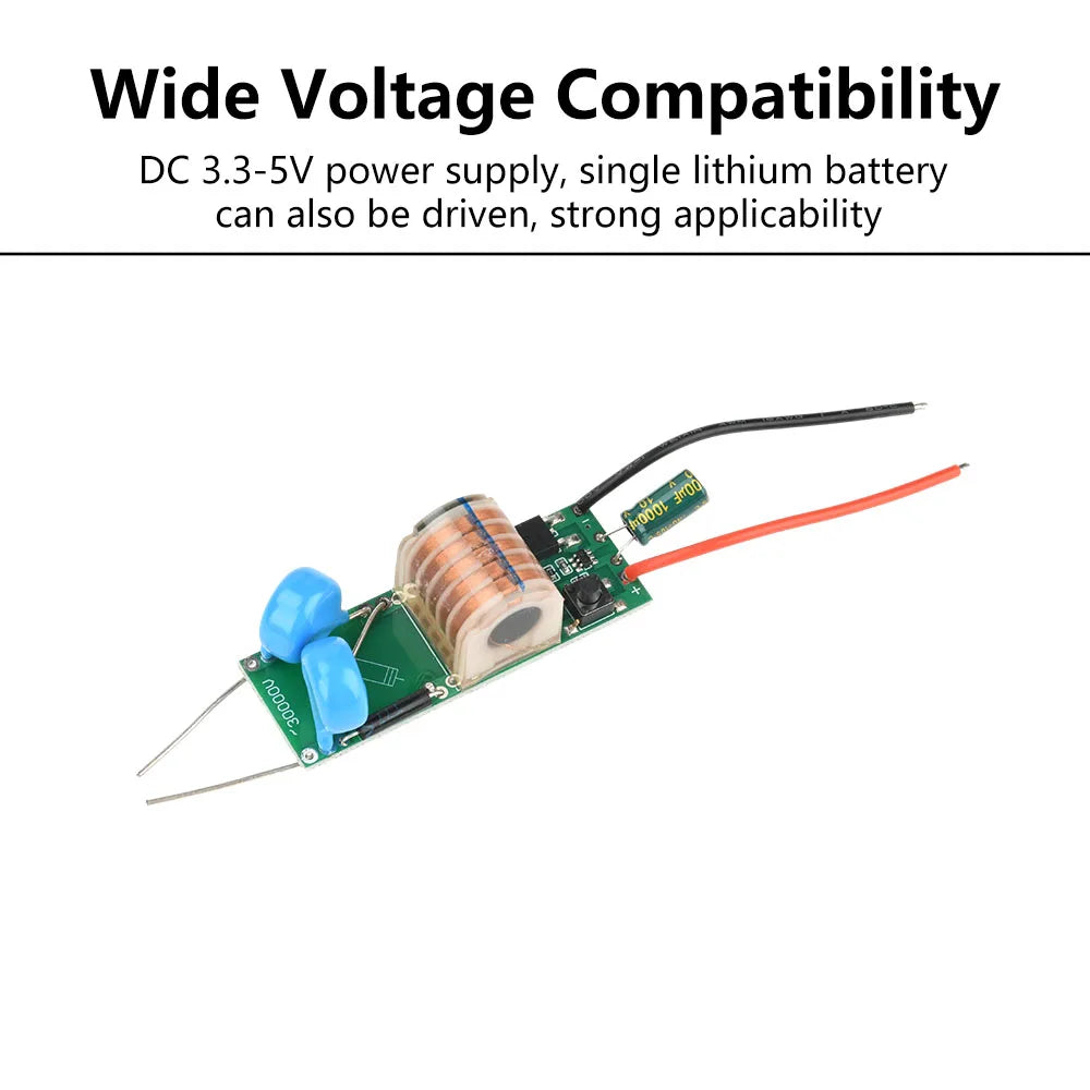 DC 3.3V-5V to DC 15-30KV Arc Igniter High Voltage Module No-load High Power High Voltage Booster Module Adjustable Voltage Coil