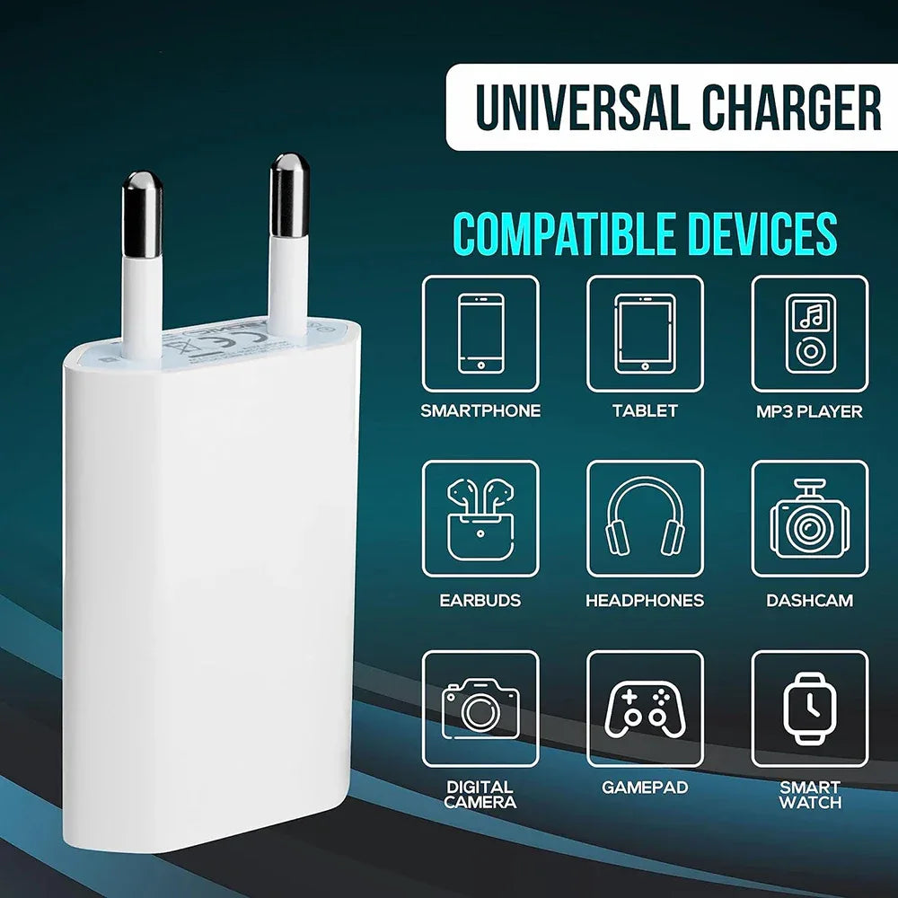 5V/1A Mini EU Plug Charger USB Mobile Phones Charger USB-C Quick Charger Wall Power Adapter Chargers For iPhone Samsung Xiaomi