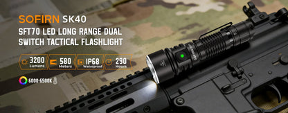 NEW SOFIRN SK40 3200lm Tactical Flashlight 580m Powerful Bright SFT70 LED IP68 waterproof Torch with Dual Switch
