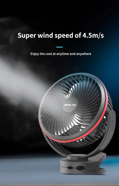 OPOLAR 8inch 10000mAh Rechargeable Clip Fan Desktop Mini Air Cooler with Timing Removable Fan Guard