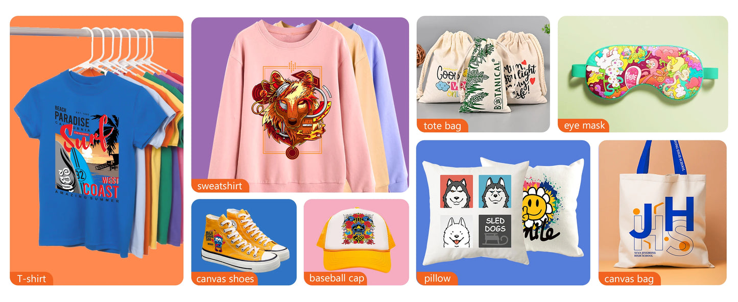 Imprimante DTF Colorsun A3+R1390 pour transfert de t-shirts, sweats à capuche, sacs et sweatshirts.