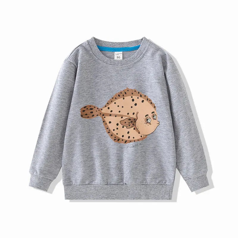 Children Sweatshirts Long Sleeve Tops for Kids Cartoon Boys T-shirts Spring Autumn Girls Pullovers Toddler Outfits Baby Tees