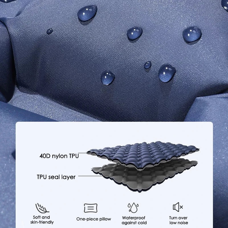 Outdoor Camping Sleeping Pad Folding Sleep Mat Beach Inflat Mattress with Pillows Ultralight Air Mat Travel Hiking New