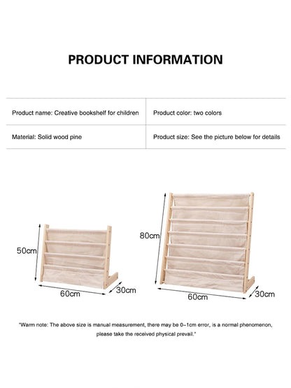 Solid Wood Children Bookshelf Multi-Layer Movable Shelf for Kids Storage Floor Standing Bookshelf Picture Book Rack Bookcase