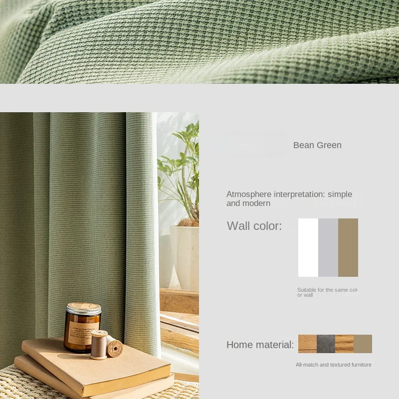 Modern Simple Balcony Drapes Light Luxury Bedroom Thick Blackout Curtain Large Area Bay Window Curtains Home Living Room Drape