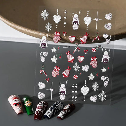 1pc Christmas Nail Art Stickers 5D Winter Holiday Themed Nail Decor Santa/Snowflakes/Christmas Trees/Gingerbread Nail Supplies *