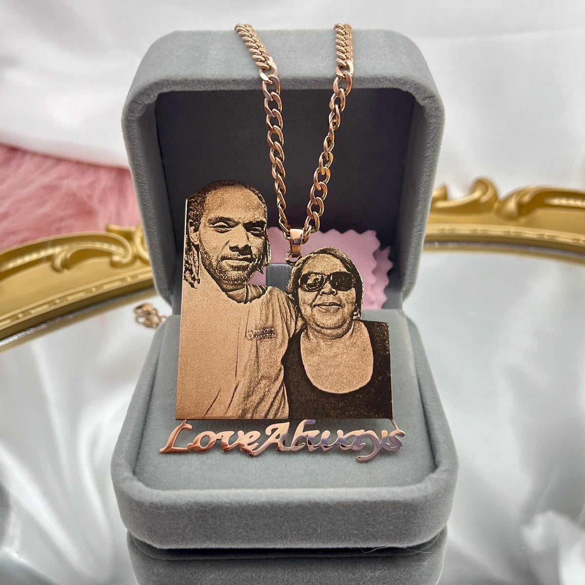 Wholesale Custom Photo Necklace Custom Stainless Steel Engrave Pet Dog Cat Name Memory Frosted Photo Necklace Jewelry For Woman