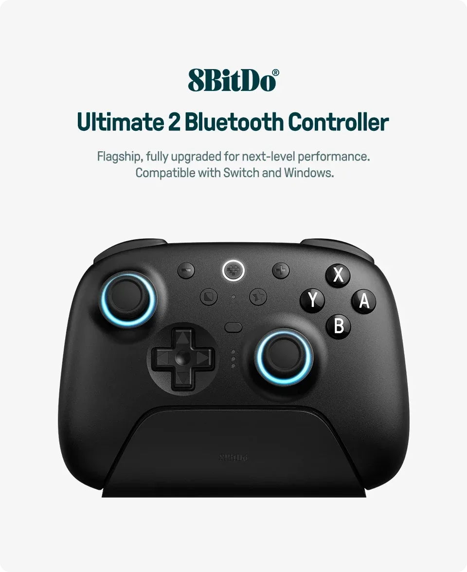 8BitDo Ultimate 2 Bluetooth Gaming Controller for Switch 2,1& Windows PC with TMR Joysticks, Switchable Triggers, Motion Control