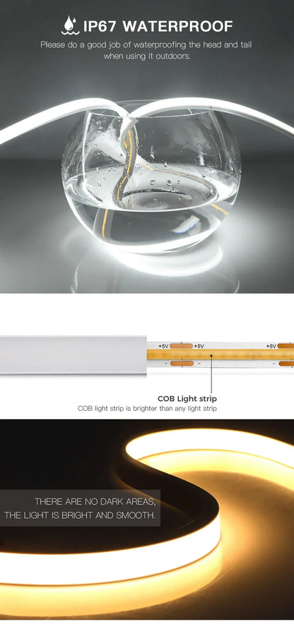 DC5V USB Touch Sensor Dimmable and Hand Sweep Switch COB Light LED Strip Neon Silica Gel Tape Waterproof Backlight DIY Home