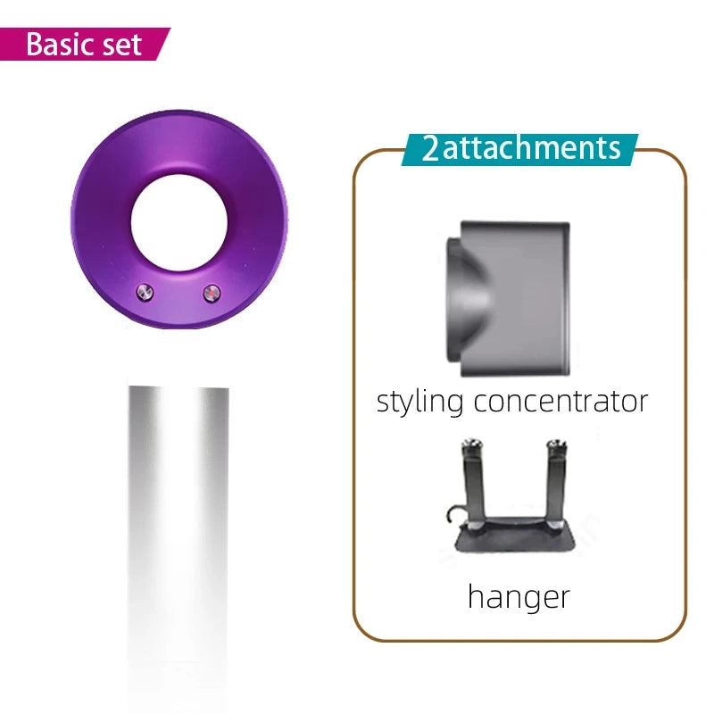 Leafless constant temperature hair dryer for personal hair care and styling; home professional hair style accessories kit (5+1)