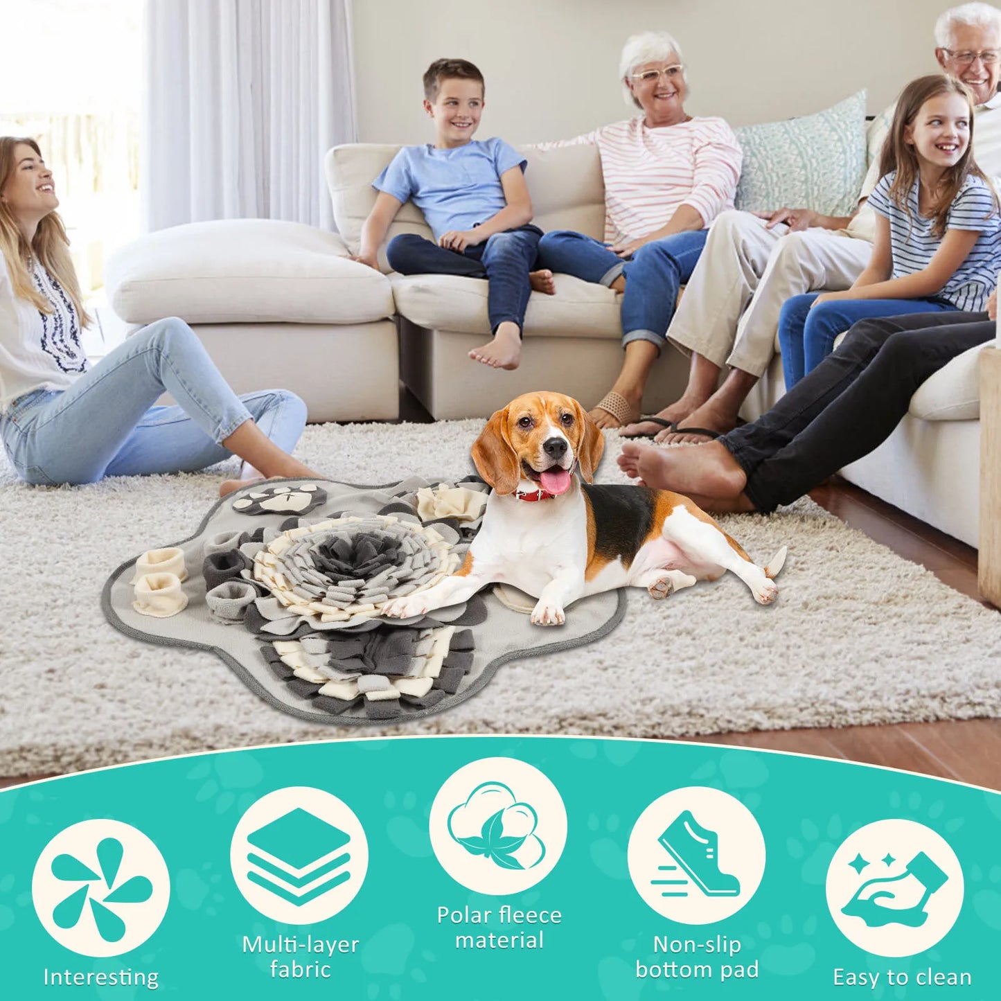 Dog Snuffle Mat Pet Toys Interactive Training Sniff Natural Feeding Mat Squeaker Dog Treat Relieve Pressure Snuffle Toys
