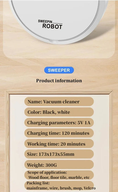 2026 3-in-1 Strong Suction Smart Sweeping Robot Rechargeable Washable Mop For Pet Hair Hard Floor Kitchen Room Sweeping Robot