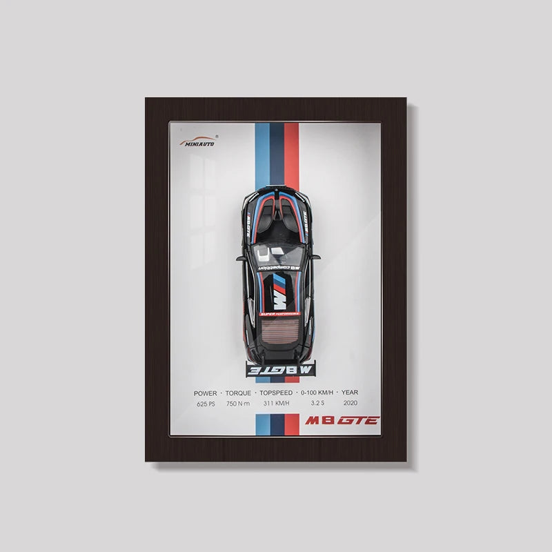 1:32 3D Photo Frame Wall Hanging Paintings Alloy Metal Diecast Model Car Home Trend Toy Decorations Display Valentine's Day Gift