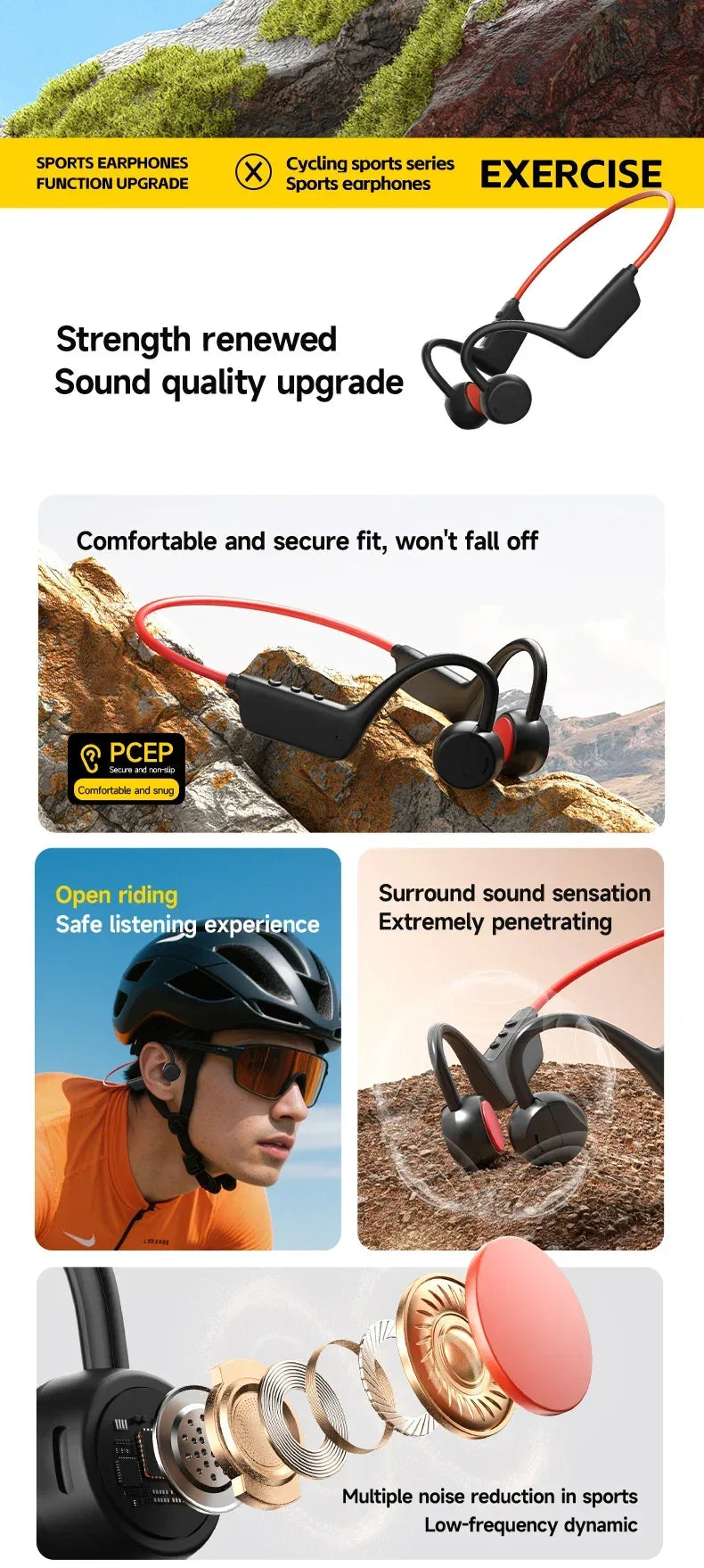 Bone Conduction Headset Wireless Swimming Sports Headphone IPX8 Bluetooth 5.4 With Mic Waterproof Exercise Fitness