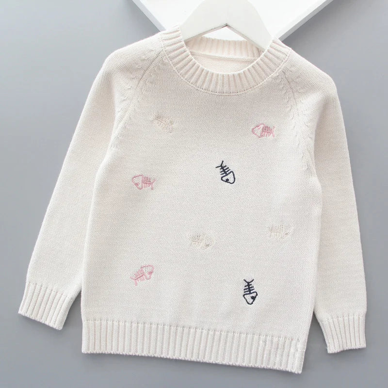 Pull d'automne-hiver pour filles, motif mignon amoureux, pull tricoté en polaire épaisse et chaude