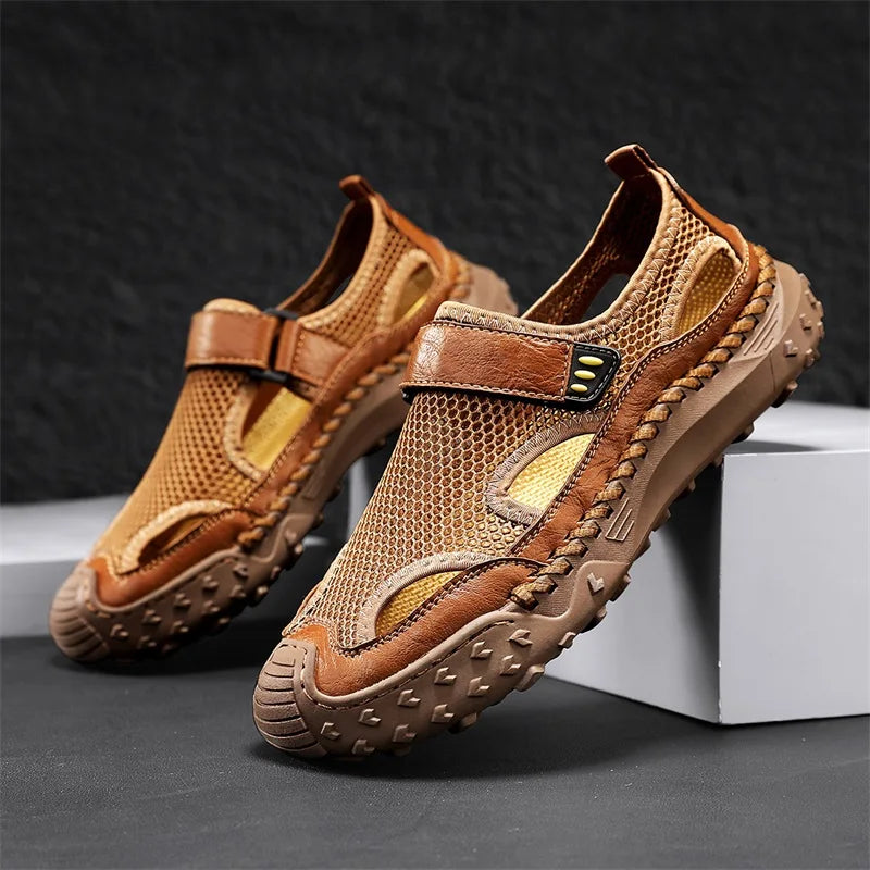 Summer Men Sandals Genuine Leather Mens Casual Shoes Outdoor Men Leather Sandals for Men Beach Shoes Roman mens Shoes