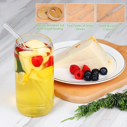 1-4pcs/set High Borosilicate Glass Water Cup 21.3oz Reusable Drinking Cups Ice Coffee Boba Bottle for Restaurant Travel Bottles