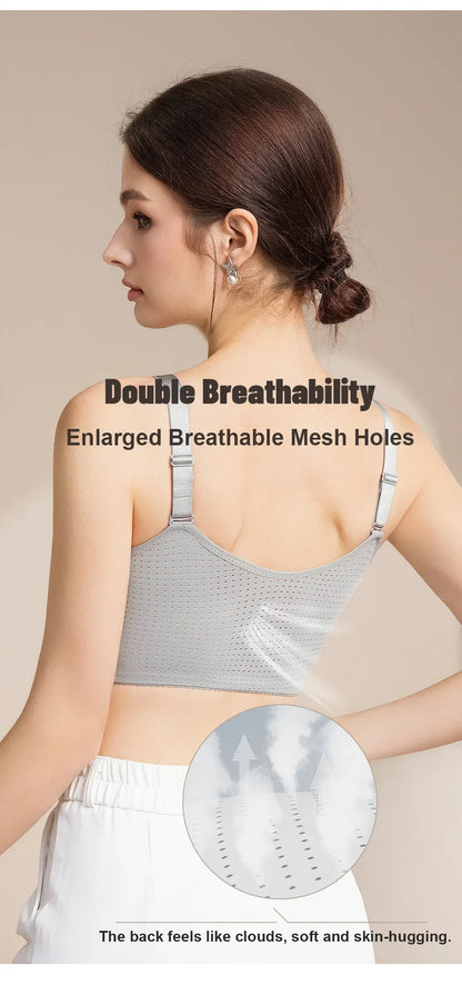 LERVANLA 2566 Strong Breathability Mastectomy Bra Women with Pocket Breast Form Pads Included Adjustable Cotton Comfort  Large
