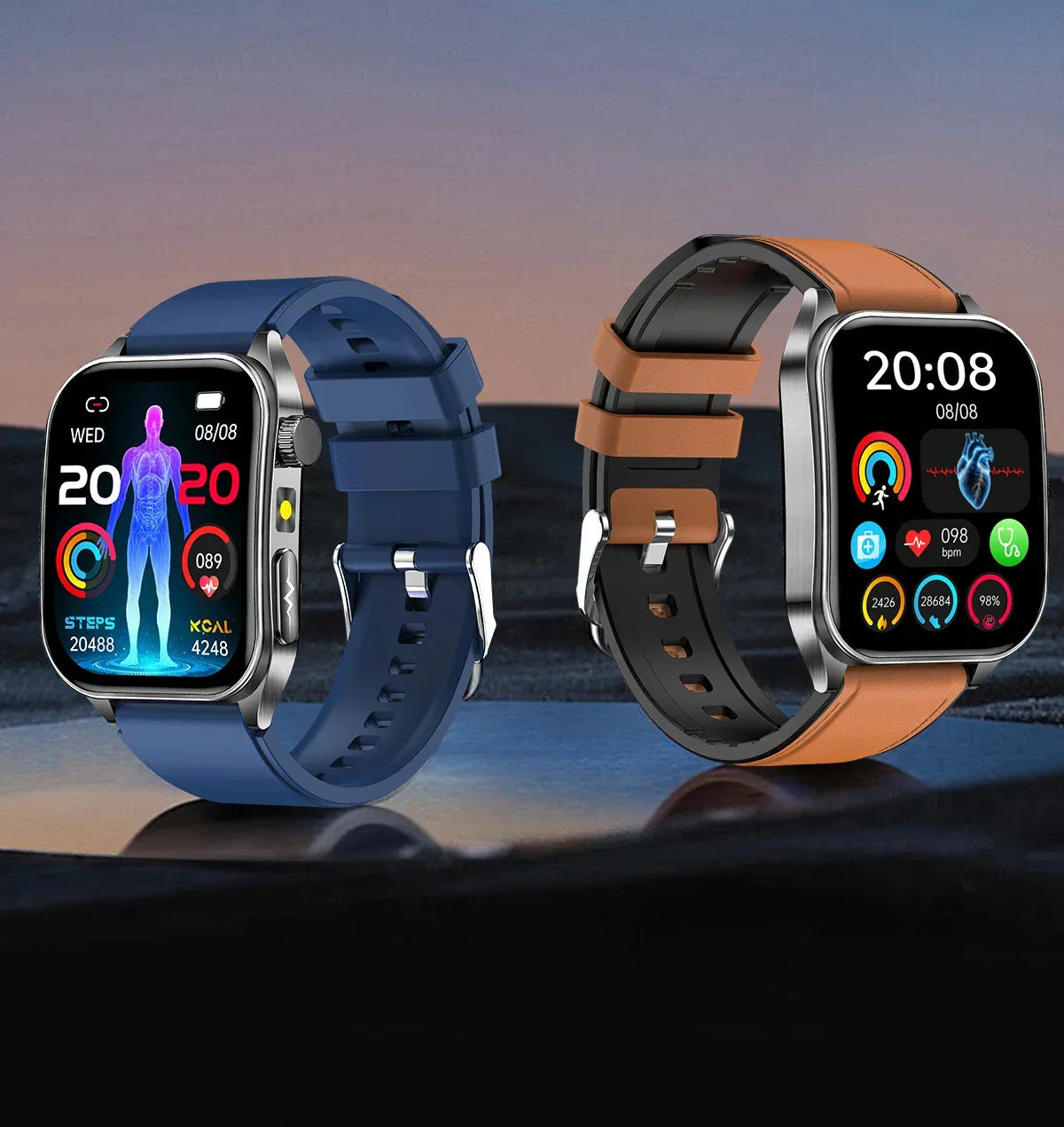 New 650nm Dual probe laser Health Smart Watch ECG+PPG Blood pressure Uric Acid Blood lipids AMOLED Physical therapy Smartwatches