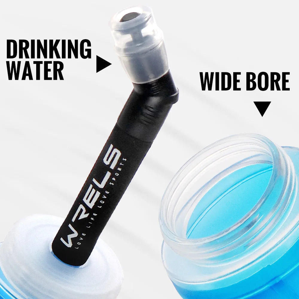 WRELS Folding Water Bottle TPU BPA-Free Leak Proof Soft Flask Outdoor Sport Marathon Hiking Camping Portable Water Bottle