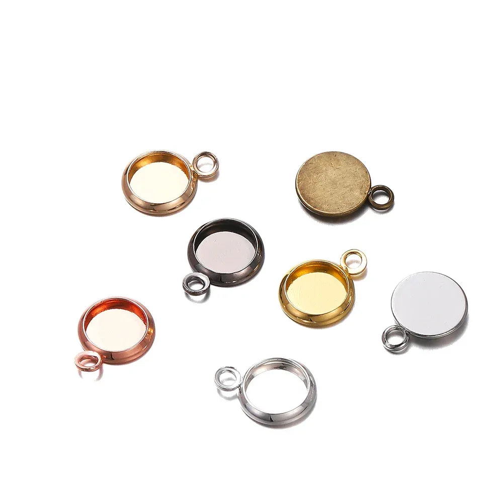 8 10 12 14 16 18 20 25mm Round Cabochon Base Tray Bezels Blank Setting Supplies For DIY Jewelry Making Findings Bracelet Pendant