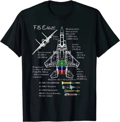 Outdoor Sports T-shirt F-15 Eagle Military Hunting Aircraft Pattern Printed Casual Loose Short-sleeved Y2k Fashion Tops Unisex