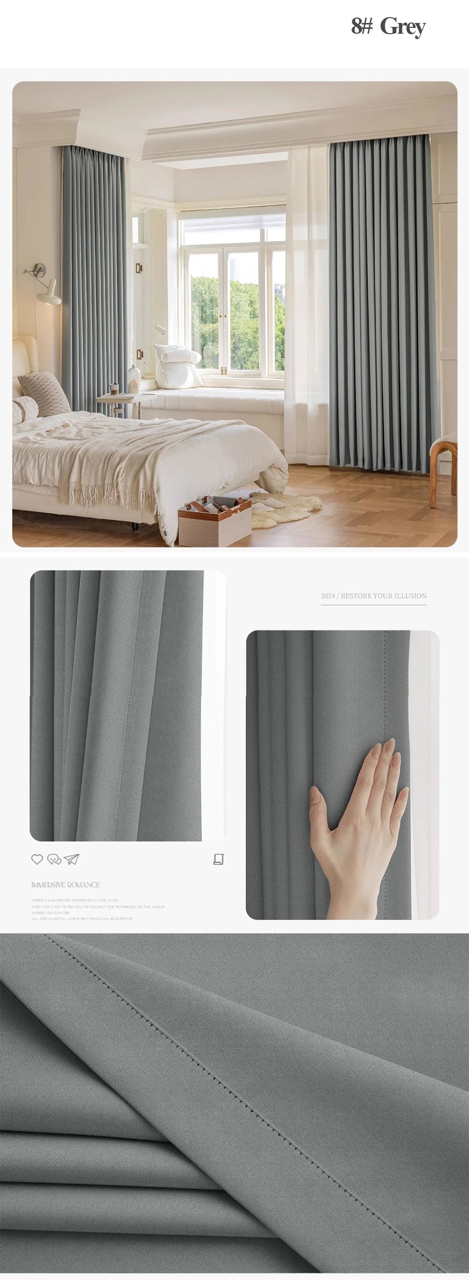 Custom size 300cm Height 80-95% shading Rate Blackout Curtain for Bedroom Window Living Room Drapes,Front and Back Color Same