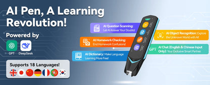 AI Pen Reading Pen for Dyslexia Scan Reader Pen 4 Text to Speech Device Translator Pen Photo Translation OCR 16GB Bluetooth Pen
