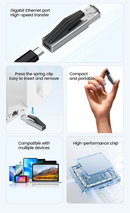 Kebidumei 1000Mbps USB C to Ethernet Adapter Gigabit USB C Female to RJ45 Male Network Converter for MacBook Pro iPhone 16 iPad