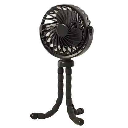 Mini USB Fan Rechargeable Octopus Multifunctional Fixable Small Fan Portable Desktop for Baby Stroller Bicycle with Soft Wind