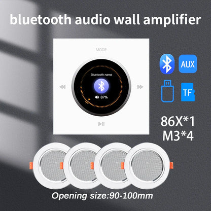 86 New item hifi professional smart wall mount stereo Background Music System speaker sets bluetooth mini in wall amplifier