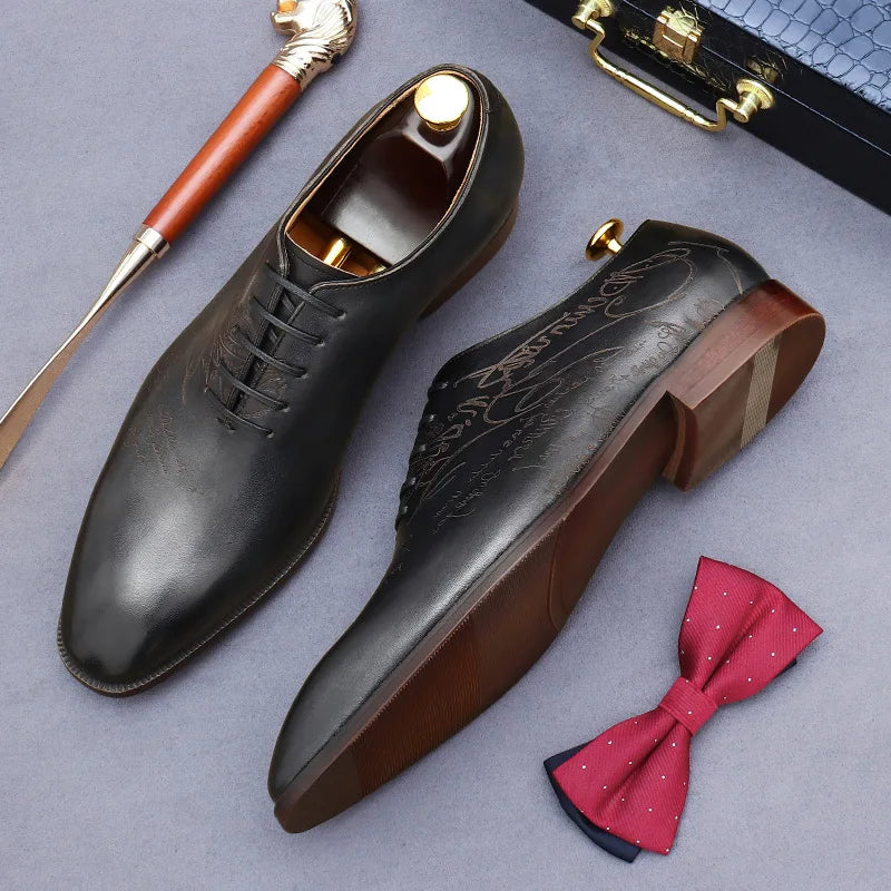 British Trend Mens Dress Shoes Elegant Genuine Cow Leather 2023 Autumn Designer New Style Oxfords Wedding Social Shoes Man