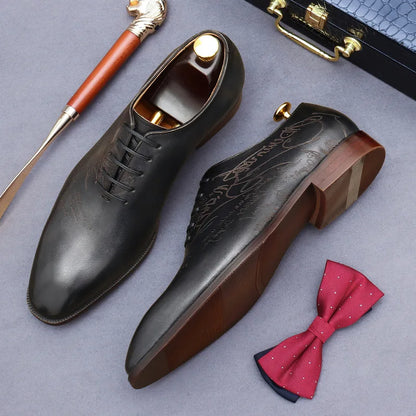 British Trend Mens Dress Shoes Elegant Genuine Cow Leather 2023 Autumn Designer New Style Oxfords Wedding Social Shoes Man