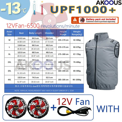 Hooded Cooling Vest Summer USB Charging 5V 12V Cooling Fan Air Conditioner Clothes Sleeveless Breathable Outdoor Sports Travel W