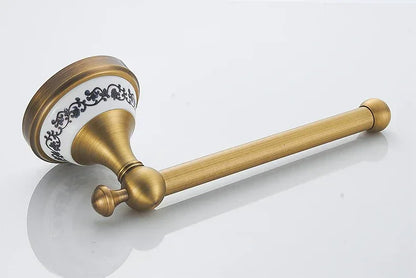 Antique Brass 2pc Bathroom Accessories Set, Bronze Dispenser Towel Rod and Toilet Paper Holder for Bathroom Wall Mounted
