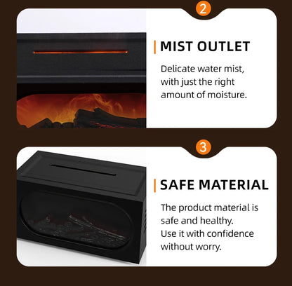 250ml Flame Fireplace Aroma Humidifier Colorful Light Aromatherapy Essential Oil Diffuser with Timed Auto Off for Home Bedroom