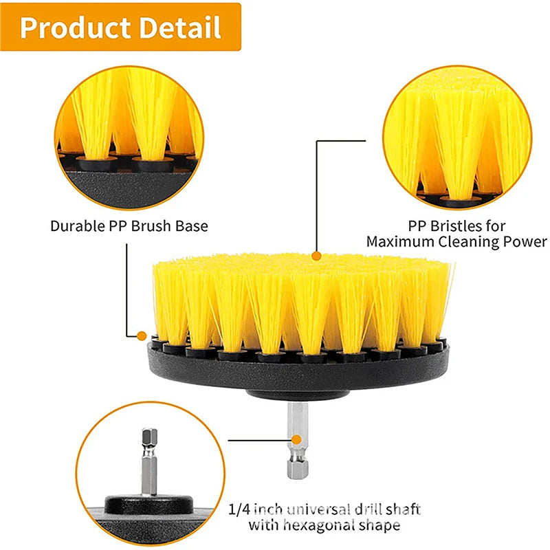 Electric Scrubber Grill Brush Kit 2/3.5/4'' Power Cleaning Brush for Car Bathroom Floor, Tub Shower Grout Nylon Attachments