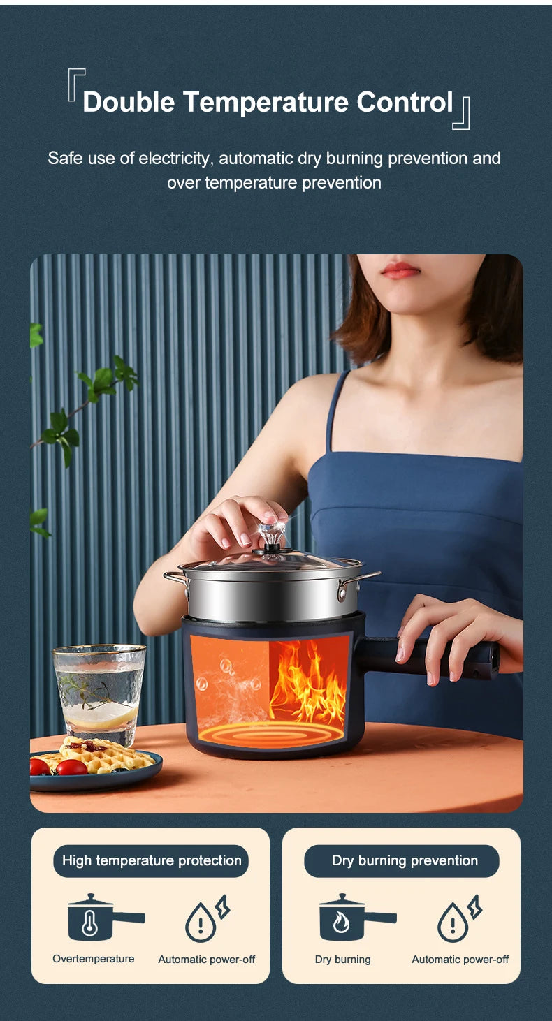 Multifunction Cooker Household Single/Double Layer Hot Pot Electric Rice Cooker Student Dormitory Mini Non-stick Pan Pots EU/US