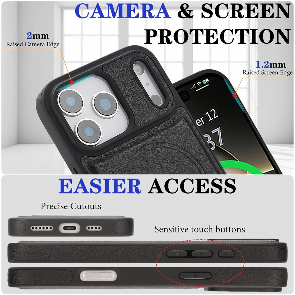 2 in 1 Magsafe Wallet Case For iPhone 17 Promax Air 16 Pro Max 15 Plus 14 13 12 iphone17 Cards Slot Leather Flip Phone Cover