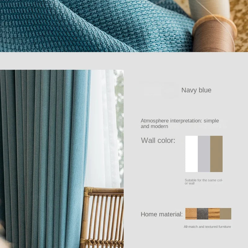 Modern Simple Balcony Drapes Light Luxury Bedroom Thick Blackout Curtain Large Area Bay Window Curtains Home Living Room Drape