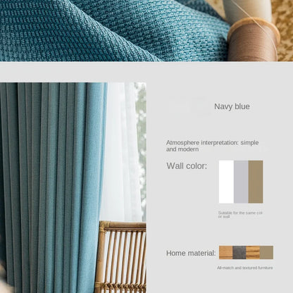 Modern Simple Balcony Drapes Light Luxury Bedroom Thick Blackout Curtain Large Area Bay Window Curtains Home Living Room Drape