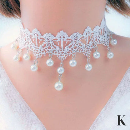 Gothic Victorian Black Lace Necklace Women Girl Boho Crystal Tassel Sexy Lace Choker Steampunk Dark Loli Style Halloween Jewelry