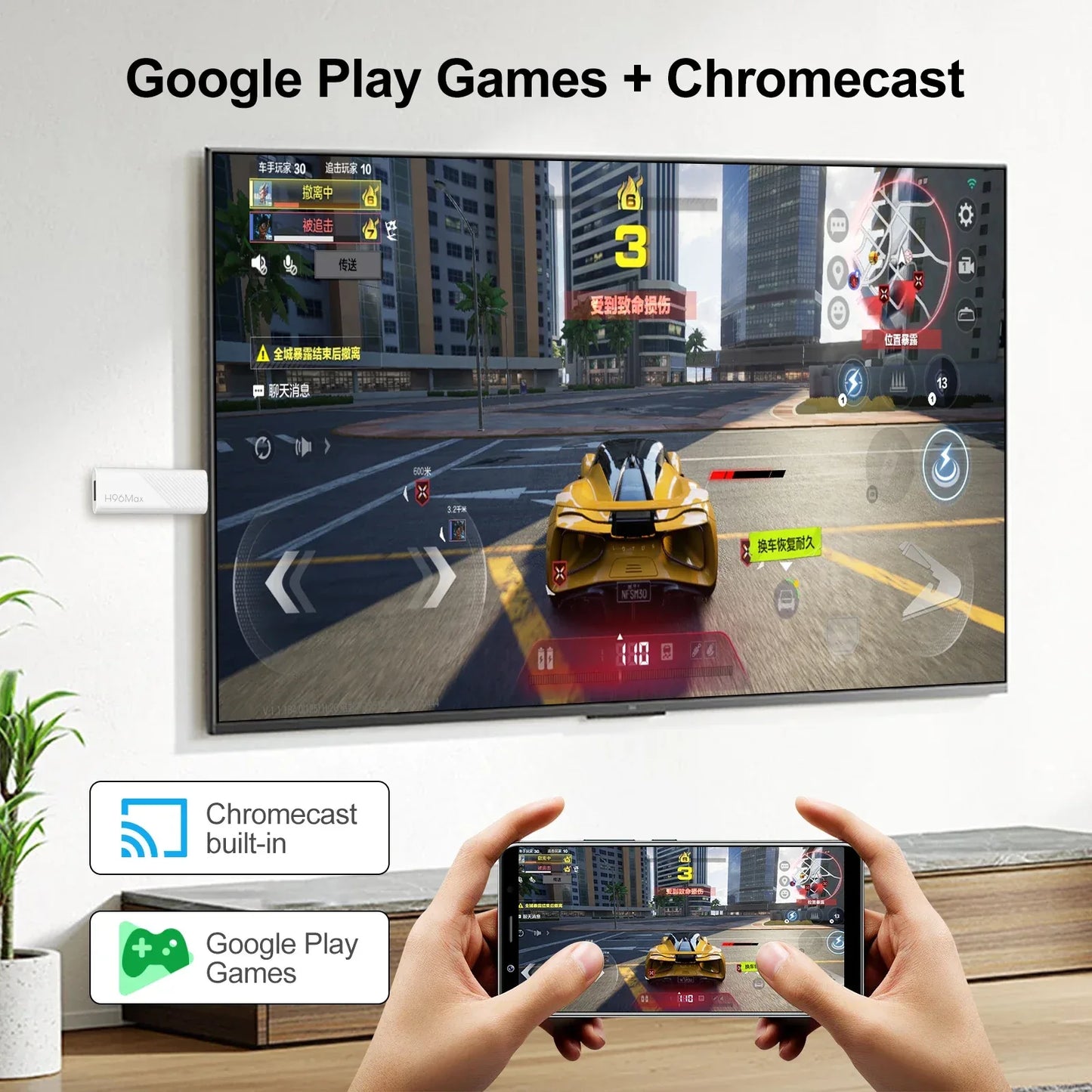 Smart TV Stick H96 MAX H313 2GB 16GB 8GB Android 14 Wifi6 BT5.0 Quad Core Home Media Player Voice Assistant TV Stick
