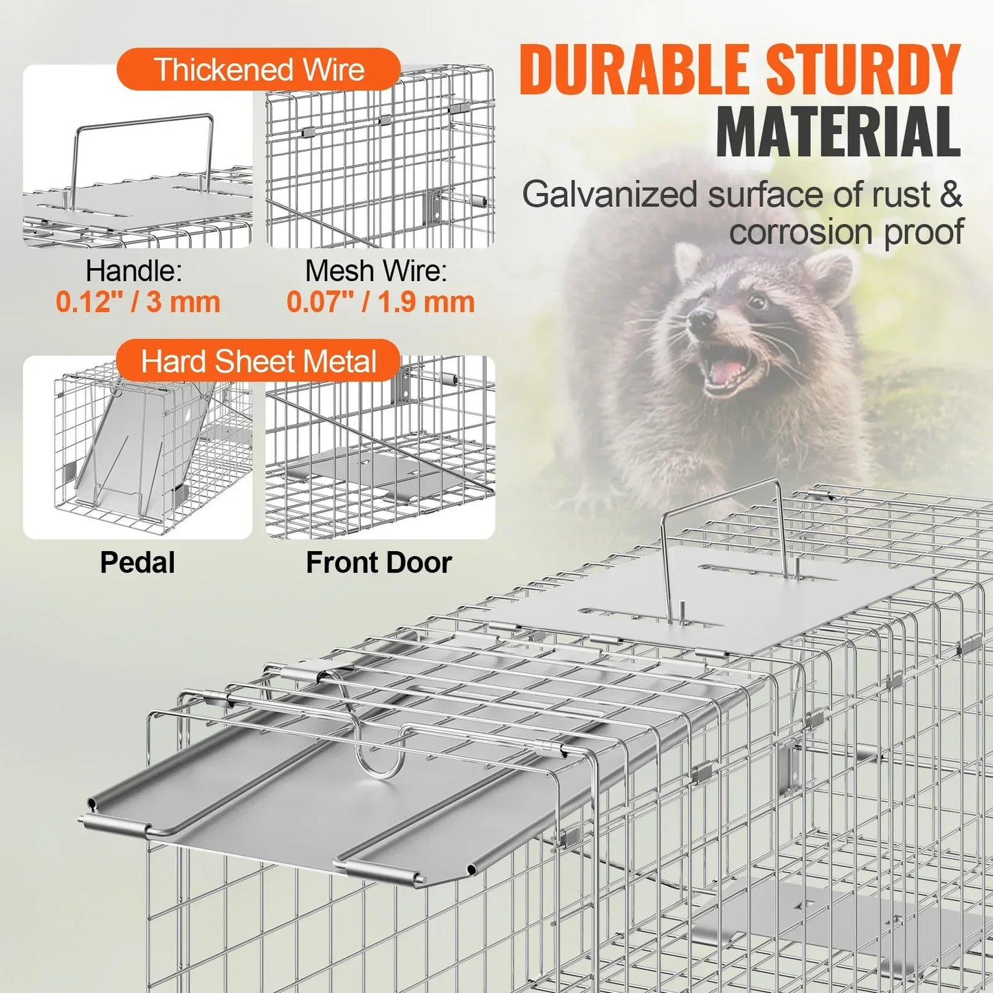 SucceBuy Live Animal Cage Trap Humane Cat Rodent Control Folding with Handle for Stray Cat Rabbits Squirrels Raccoons Groundhogs