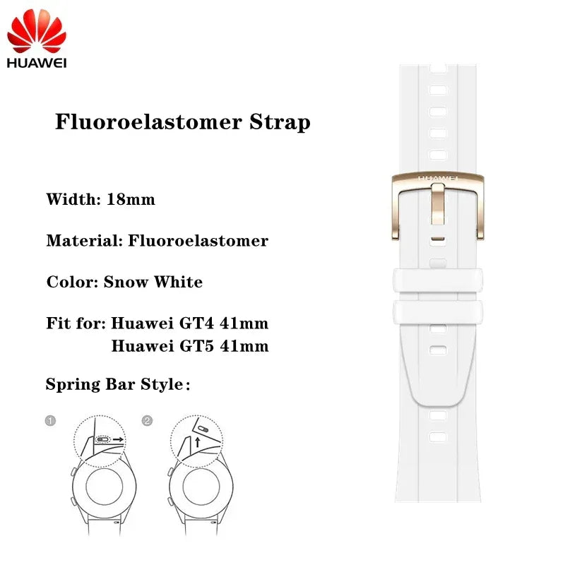 Original 18mm Watch Strap for Huawei GT6 GT5 41mm Leather Strap GT4 41mm FKM Sport Band for GT5pro 42mm Women Calf Leather Band