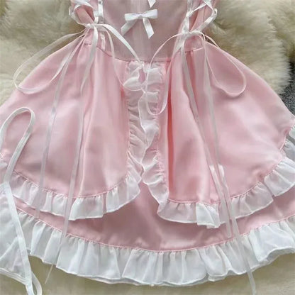 Kawaii Maid Oufit See Through Anime Cosplay Lingerie Cute Cat Women Lolita Sexy Bunny Halloween Costumes Lace PrincessDress New