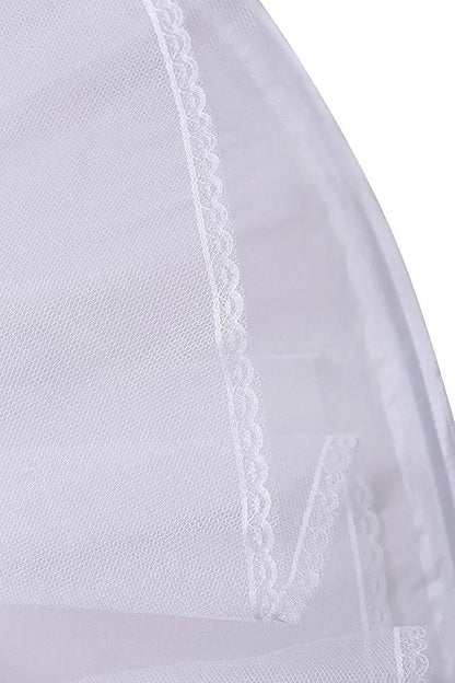 A-Line 1 Hoop White Petticoat for Weeding Dress Adjustable Size Bridal Gown Underskirt.